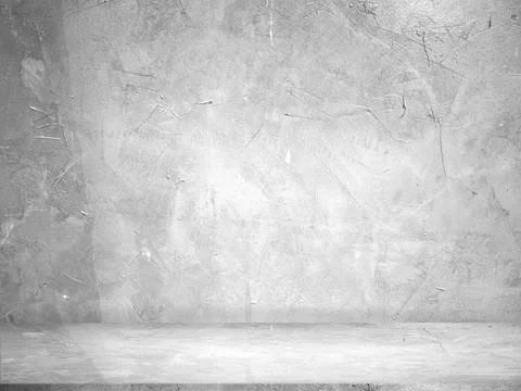 Gray wall (bare plaster wall), concrete studio interior Stock Photos