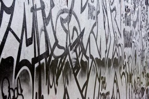 Gray wall painted with graffiti Stock Illustration