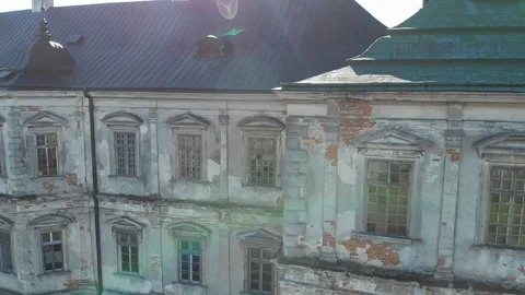 Gray Walls of an Abandoned Castle in Eastern Europe Stock Footage 99549922