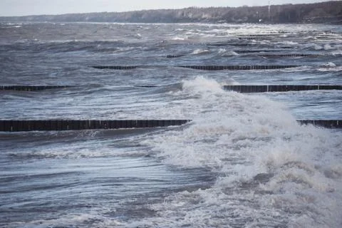 Gray waves on the Baltic Sea Stock Photos