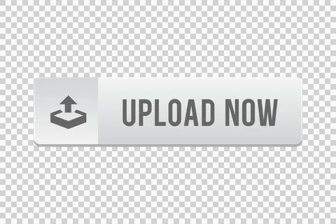 Gray web upload now button with icon in transparent background Stock Illustration