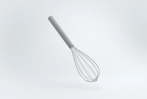 Gray Whisk on a White Studio Background. Monochrome. 3D render. Stock Illustration