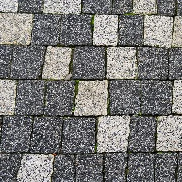 Gray white colored square and rectangle paving stone, tiled stone texture 스톡 사진
