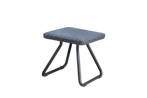 Gray wicker table isolated on white background. small outdoor table Stock Photos