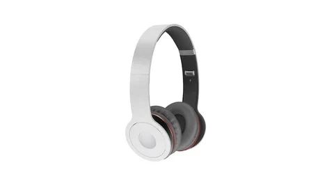 Gray wireless headphones isolated on white background 3d illustration render Stock Footage