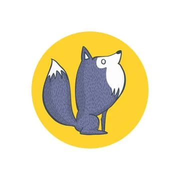 Gray Wolf and Full Moon Cartoon Character Stock Illustration