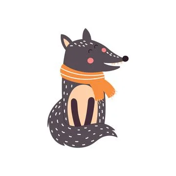 Gray wolf. Cartoon, wolf grey the nature of the character Stock Illustration