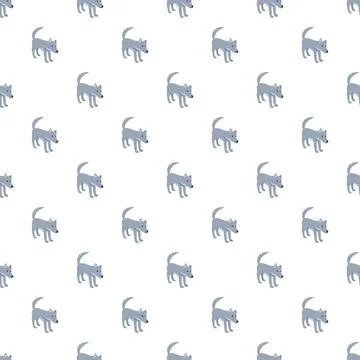 Gray wolf flat design drawing seamless pattern イラスト素材