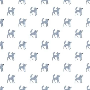 Gray wolf howling animal seamless pattern background イラスト素材