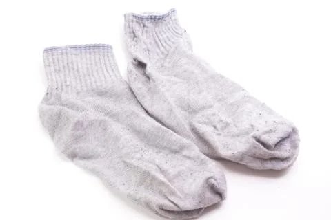 Gray woolen socks Stock Photos