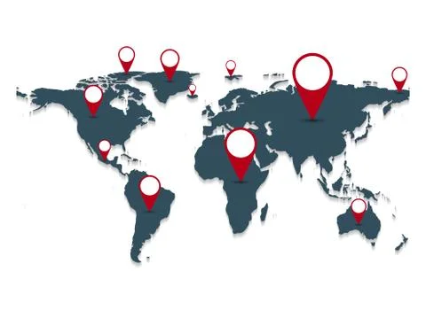 Gray world map on white background.vector illustration Stock Illustration