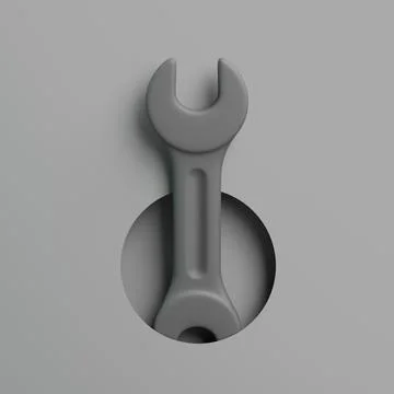 Gray Wrench Spanner Tool Isolated on Gray Background Stock Illustration