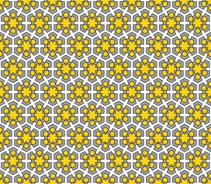 Gray yellow hexagonal cross pattern Stockillustratie