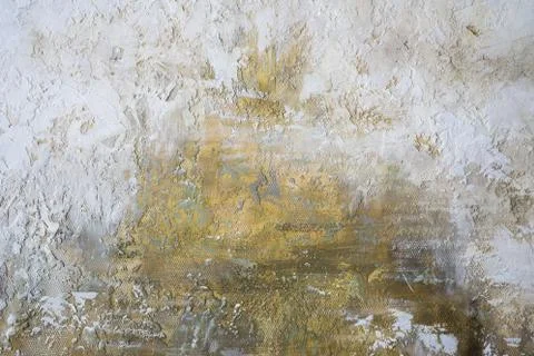 Gray-yellow old wall with layers of paint. Concrete texture. Oil paint on canvas Stock Photos