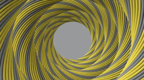 Gray yellow rope twisted in a circle abstraction. 3d rendering Stock Illustration