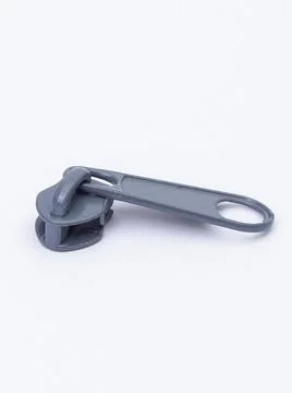 Gray zipper pull angled view Stock Photos