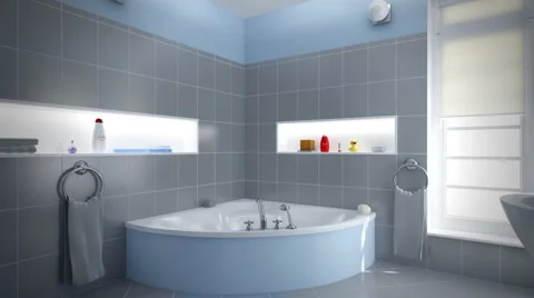 Gray/Blue Bathroom Stock Footage 995943