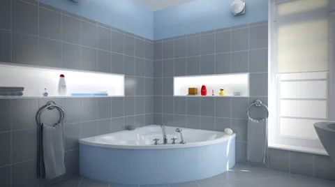 Gray/Blue Bathroom Stock Footage 995971