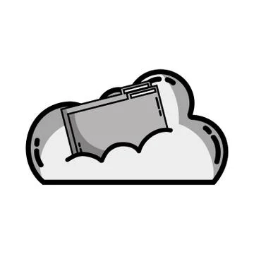 Graycale cloud data with digital folder file 스톡 일러스트