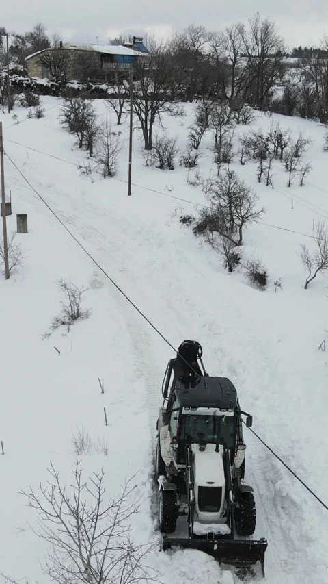 Grayder Plows Snow on the Road Stock Footage 295273413
