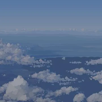 Grayish blue sky background over cartoon clouds Stock Illustration