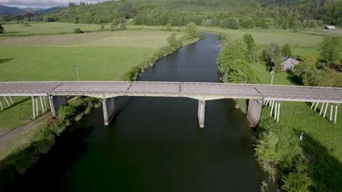 Grays River Bridge Drone Fly Over 1 Stock-Footage 318312144