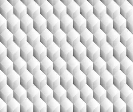 Grayscale 3d Cubes minimal, repeatable pattern (simple seamless, spatial geom Stock Illustration