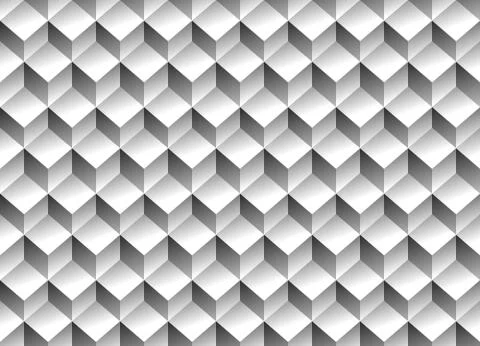 Grayscale 3d Cubes minimal, repeatable pattern (simple seamless, spatial geom Illustrazione stock