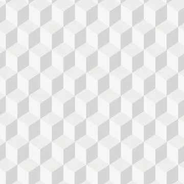 Grayscale 3d Cubes minimal, repeatable pattern simple seamless, spatial geome Stock Illustration