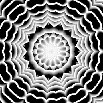 Grayscale 3D rendering of floral pattern with deepening layers Stock Illustration