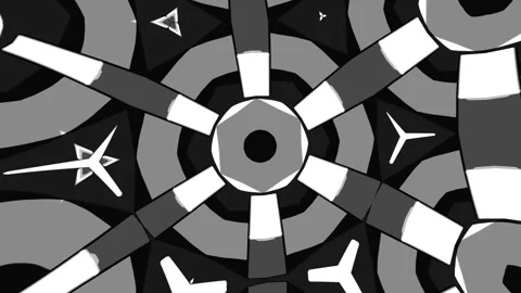 Grayscale Abstract Kaleidoscope Background Featuring Layered Geometric Forms Stock Footage 340017961