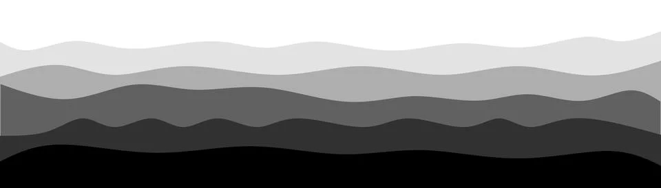 Grayscale abstract wavy layers, black and white fluid lines, monochrome gra.. Stock-Illustration