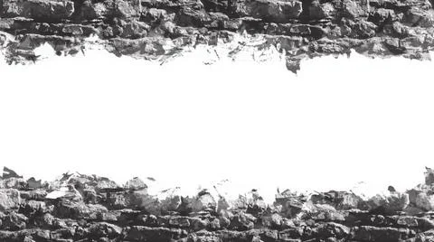 Grayscale Close-Up of Rustic Stone Wall Illustrazione stock