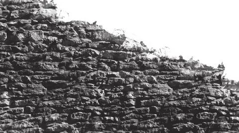 Grayscale Close-Up of Rustic Stone Wall Stock Illustration
