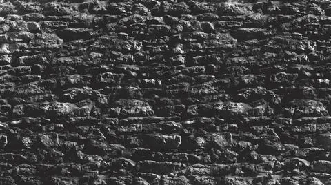 Grayscale Close-Up of Rustic Stone Wall Illustrazione stock
