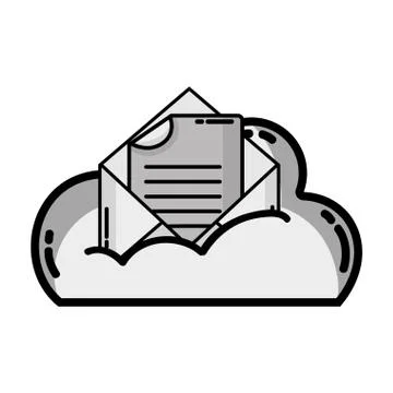 Grayscale cloud data and card with document information Stockillustratie