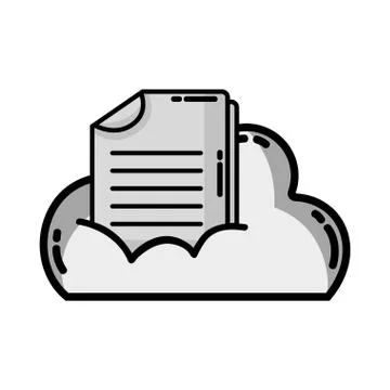 Grayscale cloud data with digital document information 스톡 일러스트