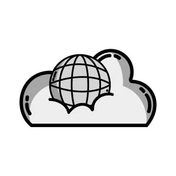 Grayscale cloud data with global connection server Stock Illustration