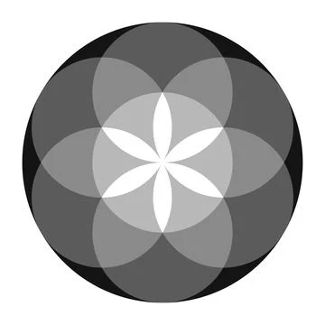 Grayscale colored Seed of Life, preform of the Flower of Life Stock Illustration