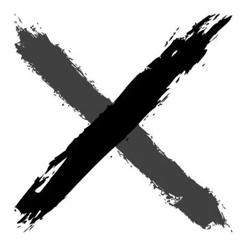 Grayscale criss cross brushstroke delete sign Stock Illustration