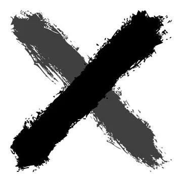 Grayscale criss cross brushstroke delete sign Illustrazione stock
