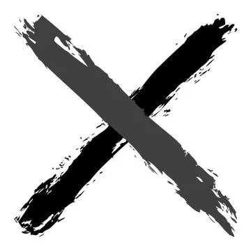 Grayscale criss cross brushstroke delete sign Stock Illustration