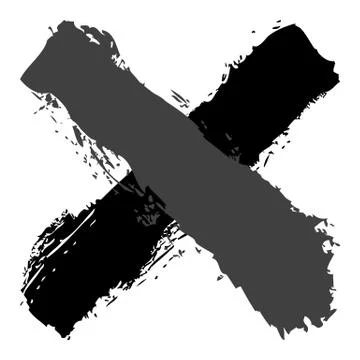 Grayscale criss cross brushstroke delete sign Stock Illustration