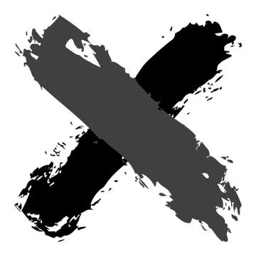 Grayscale criss cross brushstroke delete sign Stock Illustration