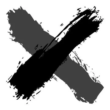 Grayscale criss cross brushstroke delete sign Illustrazione stock