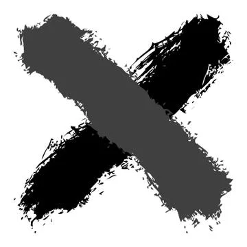 Grayscale criss cross brushstroke delete sign Illustrazione stock
