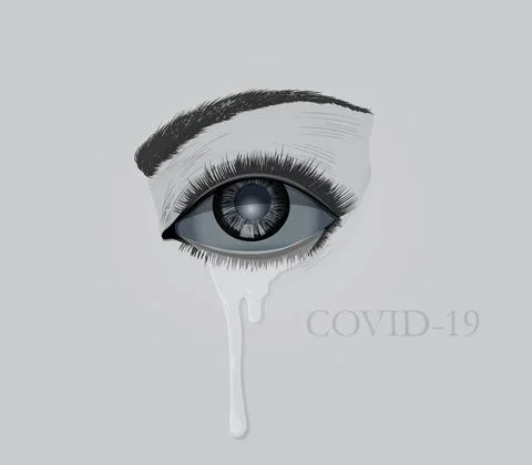 Grayscale eye crying Stock Illustration