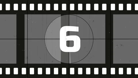 Grayscale Film Countdown Sequence with Circular Timer Stock Footage 306638441