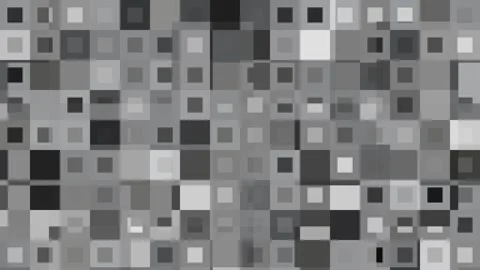 Grayscale geometric square pattern, loopable minimalist digital mosaic Stock Footage 327902478