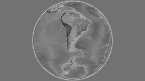Grayscale globe map centered on Argentina イラスト素材